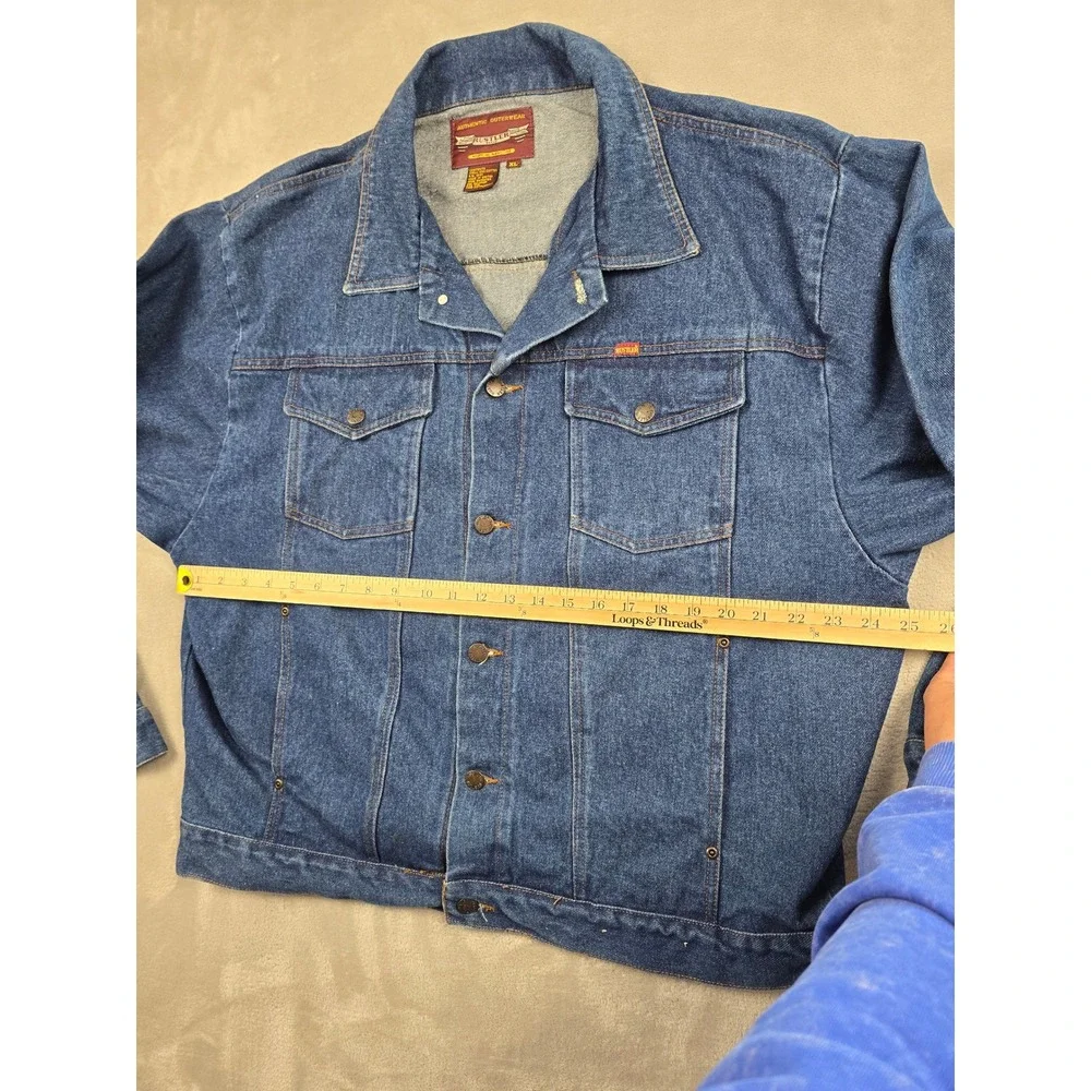 Vintage Rustler Denim Jacket Men XL Blue Trucker Coat Heavy Button Front